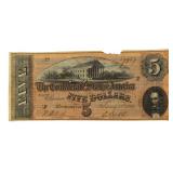 Series 1864 Large $5.00 Confederate States Note