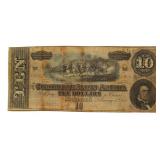 Series 1864 Large $10.00 Confederate States Note