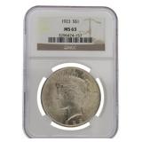 1923 Philadelphia MS63 Peace Silver Dollar