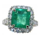 14kt Gold 4.72 ct Emerald & Diamond Ring