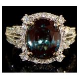 18kt  6.90 ct Alexandrite & Diamond Ring