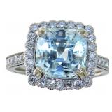 14kt Gold 5.41 ct Aquamarine & Diamond Ring