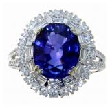 14kt Gold 6.31 ct Oval Sapphire & Diamond Ring