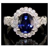 14Kt White Gold 3.11 ct Sapphire and Diamond Ring