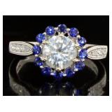 14kt Gold 1.68 ct Diamond & Sapphire Ring