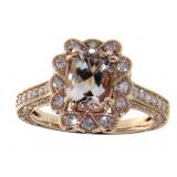 14Kt Rose Gold 1.65 ct Morganite and Diamond Ring