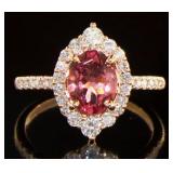 14K Rose Gold 1.68 ct Tourmaline &  Diamond Ring