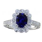 14kt Gold 2.04 ct Oval Sapphire & Diamond Ring