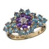 10kt Gold Amethyst & Blue Topaz Cocktail Ring