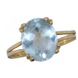 10kt Gold 2.10 ct Swiss Blue Topaz Solitaire Ring