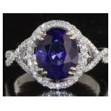 14kt Gold 4.10 ct Sapphire & Diamond Ring