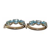 14kt Gold 1.50 ct Blue Topaz Hoop Earrings