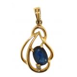 14kt Gold Natural Sapphire & Diamond Pendant