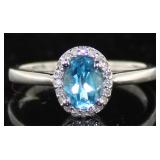 10kt Gold Natural Blue Topaz & Diamond Ring