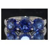 14kt Gold 4.16 ct Sapphire & Diamond Ring