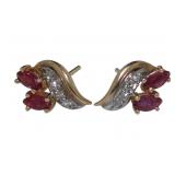 14kt Gold Natural Ruby & Diamond Earrings