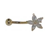 14kt Gold White Topaz Belly Button Ring