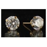 10kt Gold 3.00 ct White CZ Stud Earrings