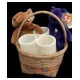 (2) Ty Beanie Babies, Basket & (3) Candles