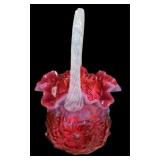 10.5" Cranberry Opalescent Fenton Basket