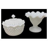 Fenton Milk Glass Hobnail  & Westmoreland Dish