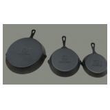 (3) Pc Set John Deere Cast Iron Skillets
