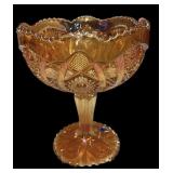 8" Carnival Imperial Glass Pedestal Bowl