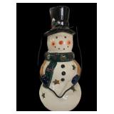 18" Hanging Ceramic Snowman (Can Be Lit W