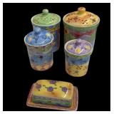 4 Pc Cannisters (Sm Chip) & Butter Dish