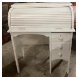 White Painted Roll Top Desk