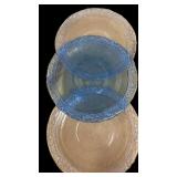 (3) Beautiful Blue Glass Platters
