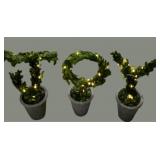Lighted J O Y  Planters