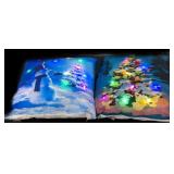 Pair Lighted Snowman & Christmas Tree Pillows