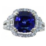 14kt Gold 6.52 ct Sapphire & Diamond Ring