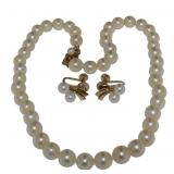 14kt Gold K. MIKIMOTO VIntage Necklace & Earrings