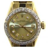 14kt Gold Rolex Lady Oyster Perpetual 26 w/Diamond