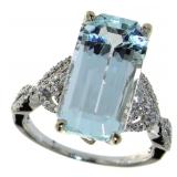 14kt Gold 7.60 ct Aquamarine & Diamond Ring