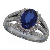 14k 4.13 ct Oval Sapphire & Diamond Ring