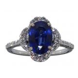 14kt Gold 3.61 ct Oval Sapphire & Diamond Ring