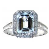 14kt Gold 3.01 ct  Aquamarine & Diamond Ring