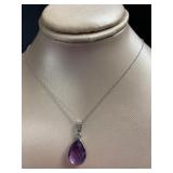 Natural Amethyst 6.05 ct Pear Cut Pendant