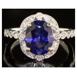 14kt Gold 3.38 ct Oval Sapphire & Diamond Ring