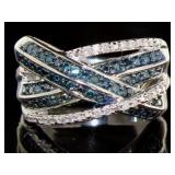 Genuine 1.00 ct Fancy Blue & White Diamond Ring