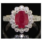 14K White Gold 2.69 ct Ruby and Diamond Ring