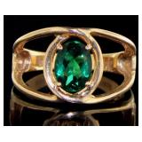 10kt Gold Oval Emerald Dinner Ring