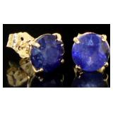 14kt Gold Natural 2.00 ct Sapphire Stud Earrings