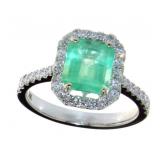 14kt Gold 2.17 ct Natural Emerald & Diamond Ring