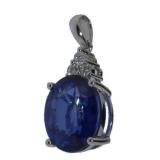 14kt Gold 6.68 ct Sapphire & Diamond Pendant