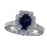 14kt Gold 1.95 ct Oval Sapphire & Diamond Ring