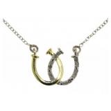 Two Tone Double Horseshoe Diamond Necklace